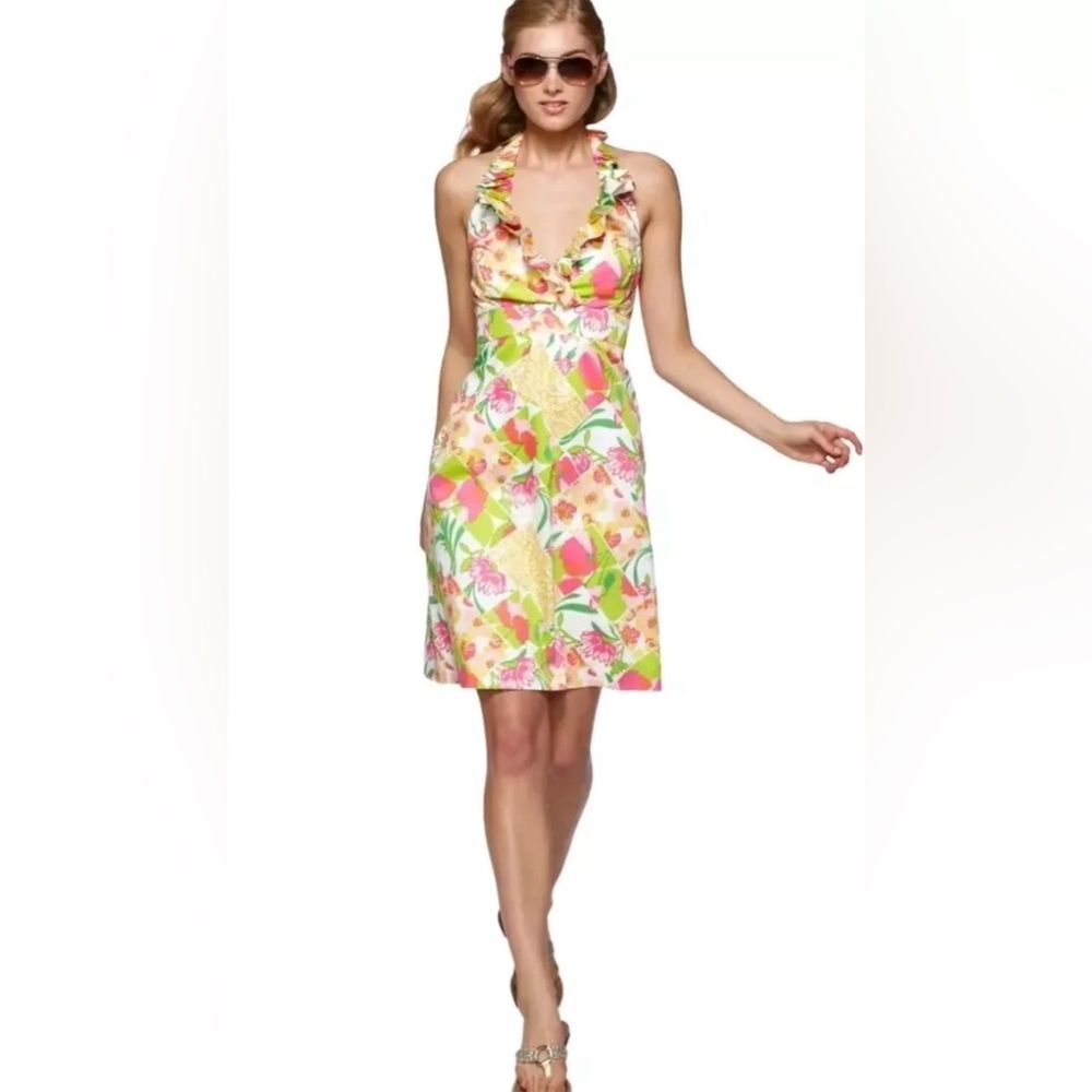 Lilly Pulitzer Floral Ramona Lilly Fields Forever Ruffle Halter Dress